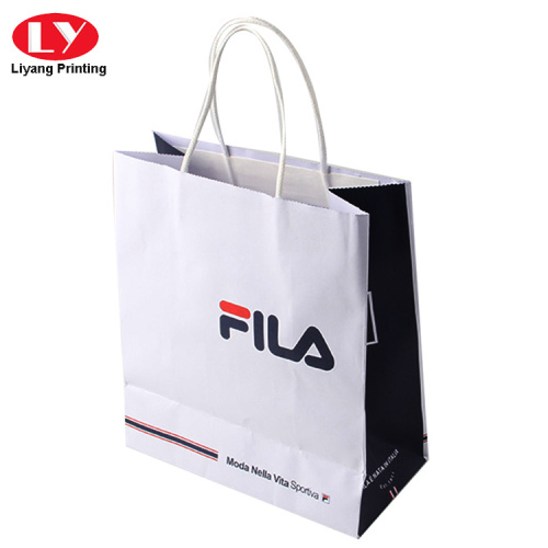 Λευκή τσάντα για ψώνια χαρτιού με βαμβακερό σχοινί