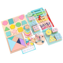 Wooden Bead Set with Geometry Puzzle and Music Toy