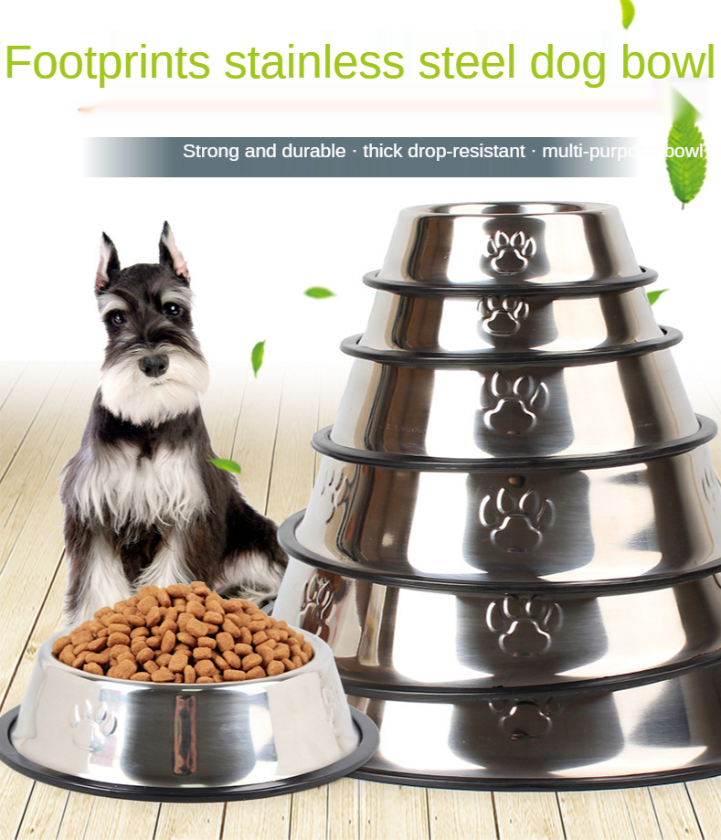 Stainless steel dog food bowl custom Fall resistant and non-slip dog feeding bowl