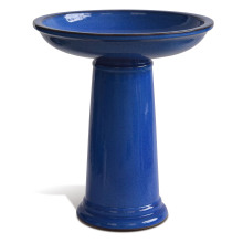 18" Ceramic Bird Bath with Pedestal