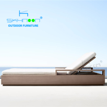 Modern Waterproof Teak Wood Double Sunbed Lounge Chair for Patio and Garden
