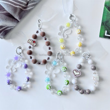 Colorful Beaded Phone Lanyard Strap with Acrylic Charm