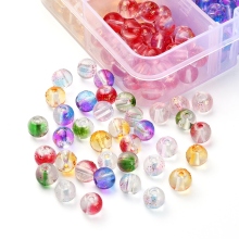 360pcs Multi-Color Glass Beads with Golden Foil Finish: Transparent Spray Painted Bead Set