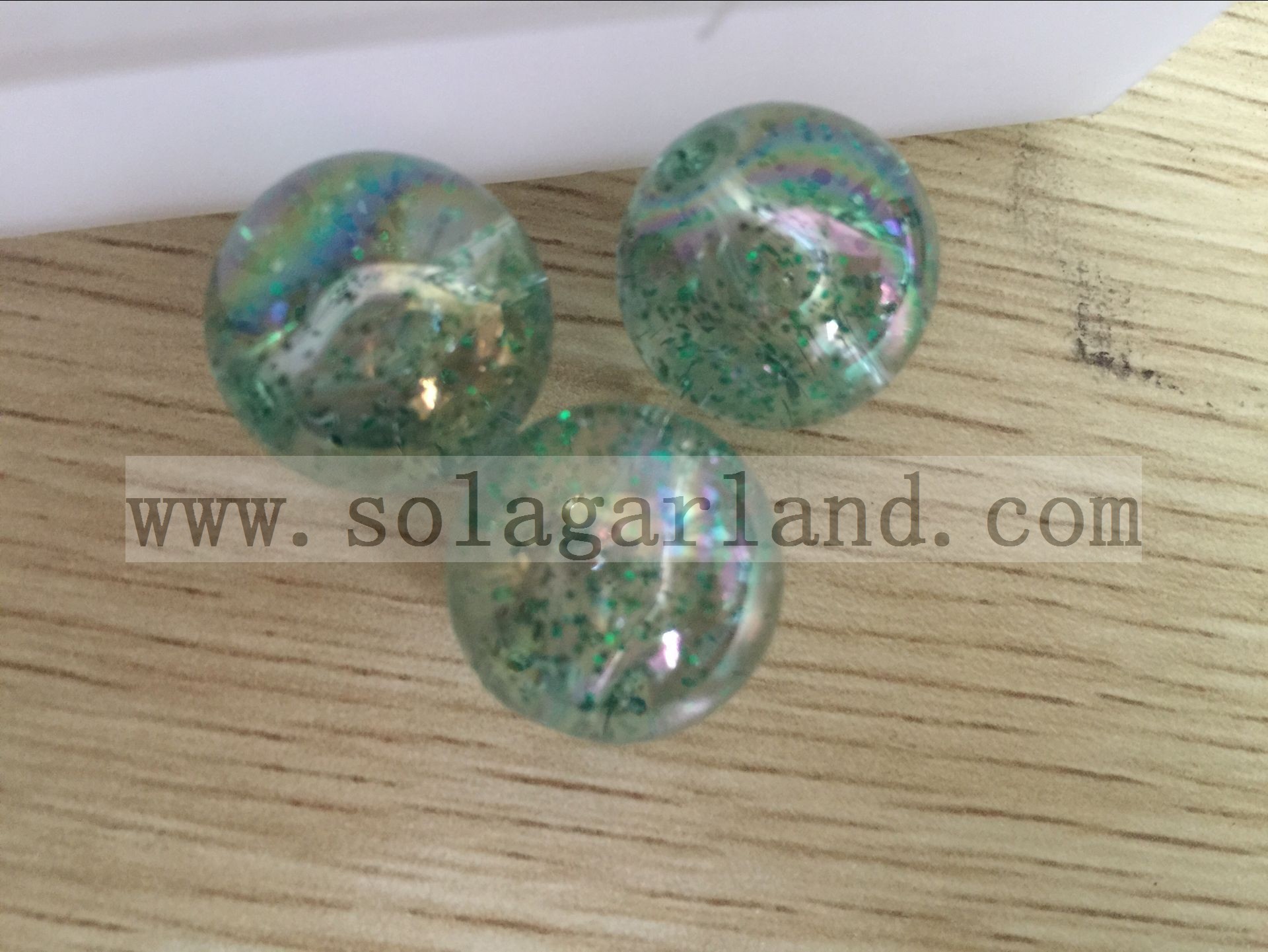 Glitter Plastic Round Beads 