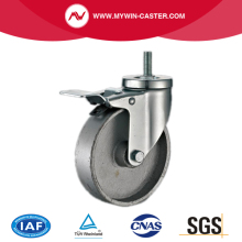 Side Braked Threaded Stem Swivel Cast Iron Castor