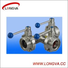 Sanitary Stainless Steel Manual Three-Way Butterfly Valve