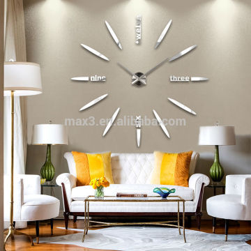 2017 Large mirror wall clock acrylic wall clock metal wall clock for home