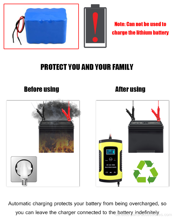 Blei -Säure Digital LCD -Anzeigeauto -Batterie -Ladegerät