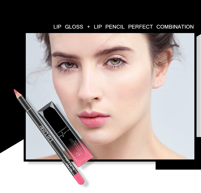 Pudaier 12 colors lipstick matte liquid lipgloss lip pencil perfect combination