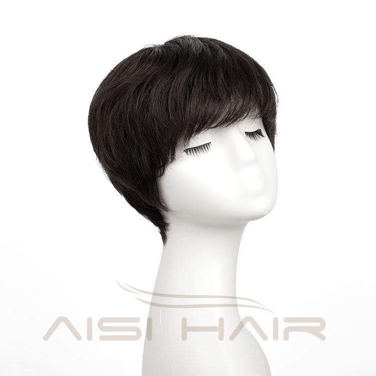 Short Straight Brazilian Straight High Quality Vendors Black Glueless 100% Cuticle Human Hair Wig With Bangs