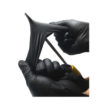 Czarne dotkliwe rękawiczki do egzaminu nitrylowego