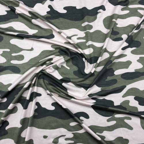 Camouflage Pattern Printed Rayon Single Jersey Fabric