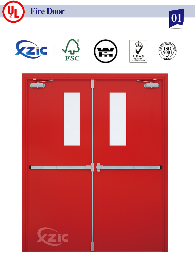 Cheap fire rated steel doors with panic push bar for commercial