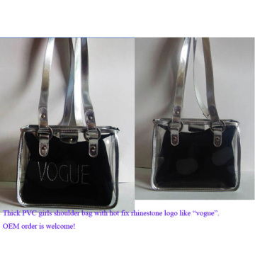 PU Strap PVC Girls Handbag
