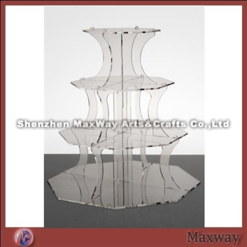 Hexagon Table Clear Perspex Cupcake Display Holder