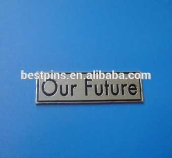 custom our future black enamel metal logo label