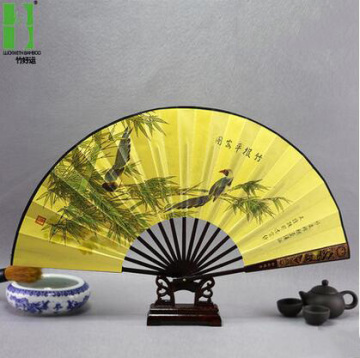 Large decorative chinese fans, hand fan bamboo hand fan painted paper hand fan, gold hand fan