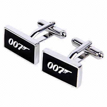 Monogrammed funny 007 cufflinks, made of brass