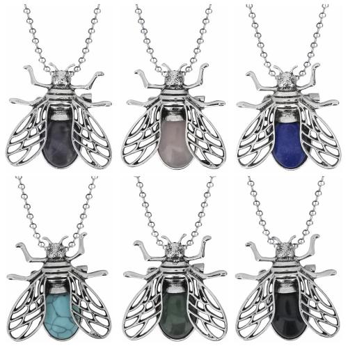 Alloy gem long pendant necklace