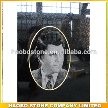 Black granite etching with human photo