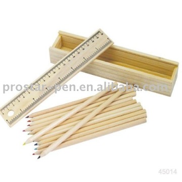 Wooden ruler with color pencil set
