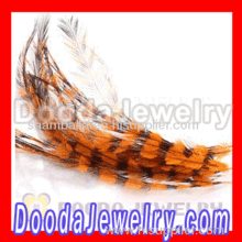 Thin Orange Dyed Real Bird Feather Hair Extensions Wholesale?