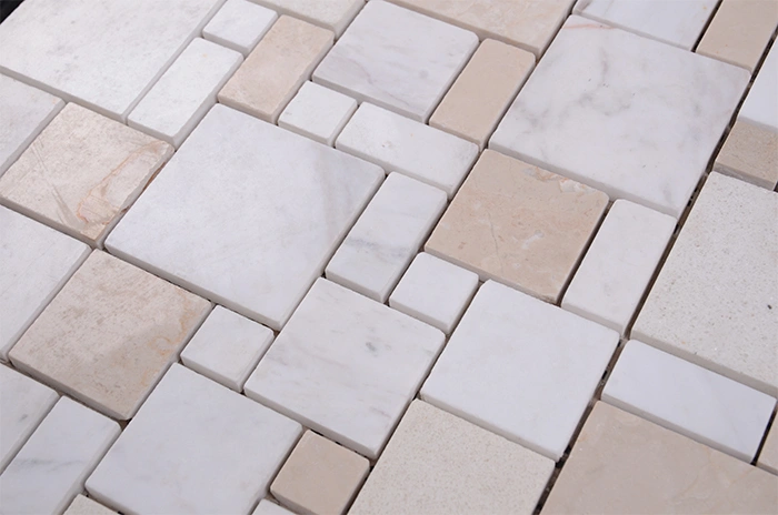 France Style Commercial Use Natural Tumbled Marble Mosaic Tile