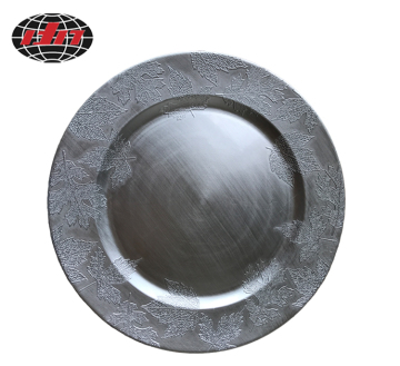 Silver Maple Leaves Plastic Plate with Metallic Finish
