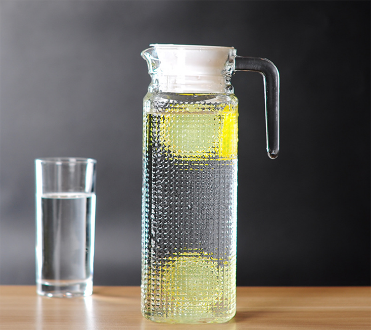 Lead-free glass cold water bottle open in cold white transparent zap for home use with cover