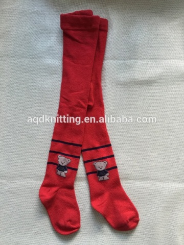 lovely red bear pattern knitting cotton infant tights AQD-ST-53