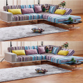 Kiri lengan Fabrik Chaise Sleeper Bahagian Sofa