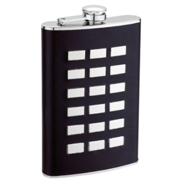 Leather-wrapped Embossed Hip Flask