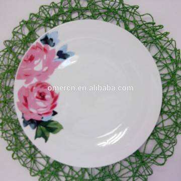 wholesale restaurant dishes/china dishes, white stoneware dishes with big flower decal