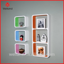 wall mounted colorful cube shelf set