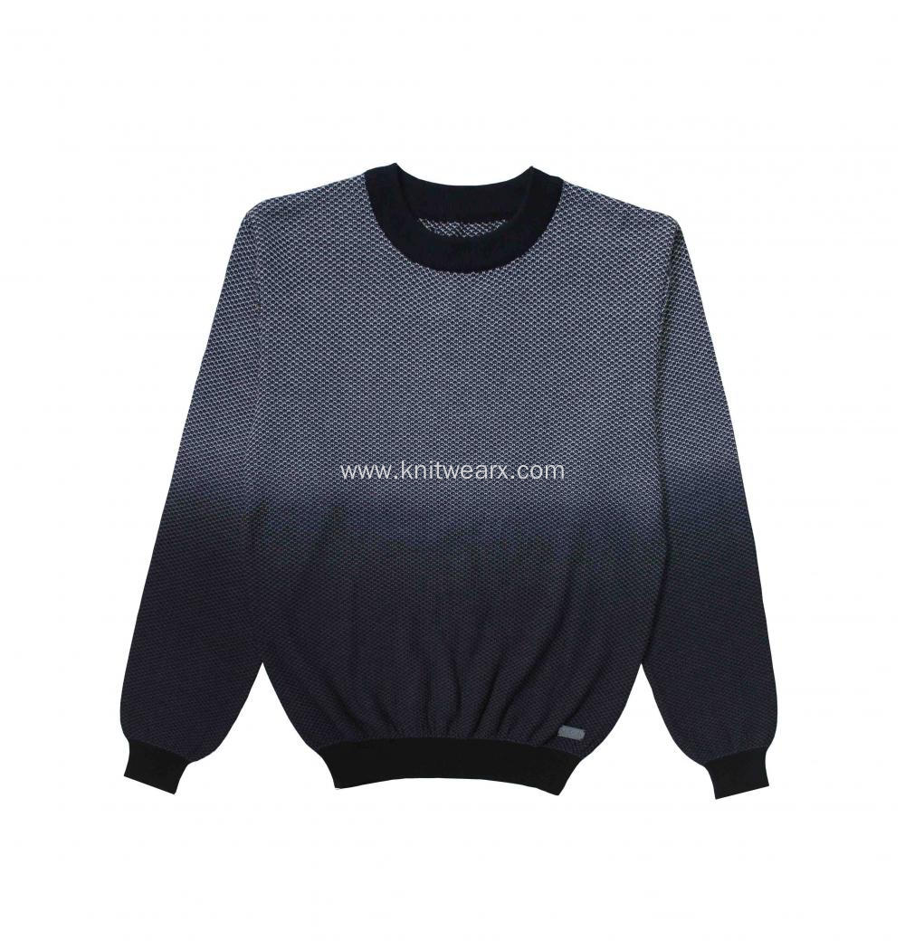 Men's Knitted Cotton Honey Comb Gradient Color Pullover