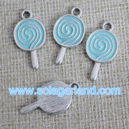 Drop Pink & Blue Oil Wholesale Lollypop Metal Bead Pendants