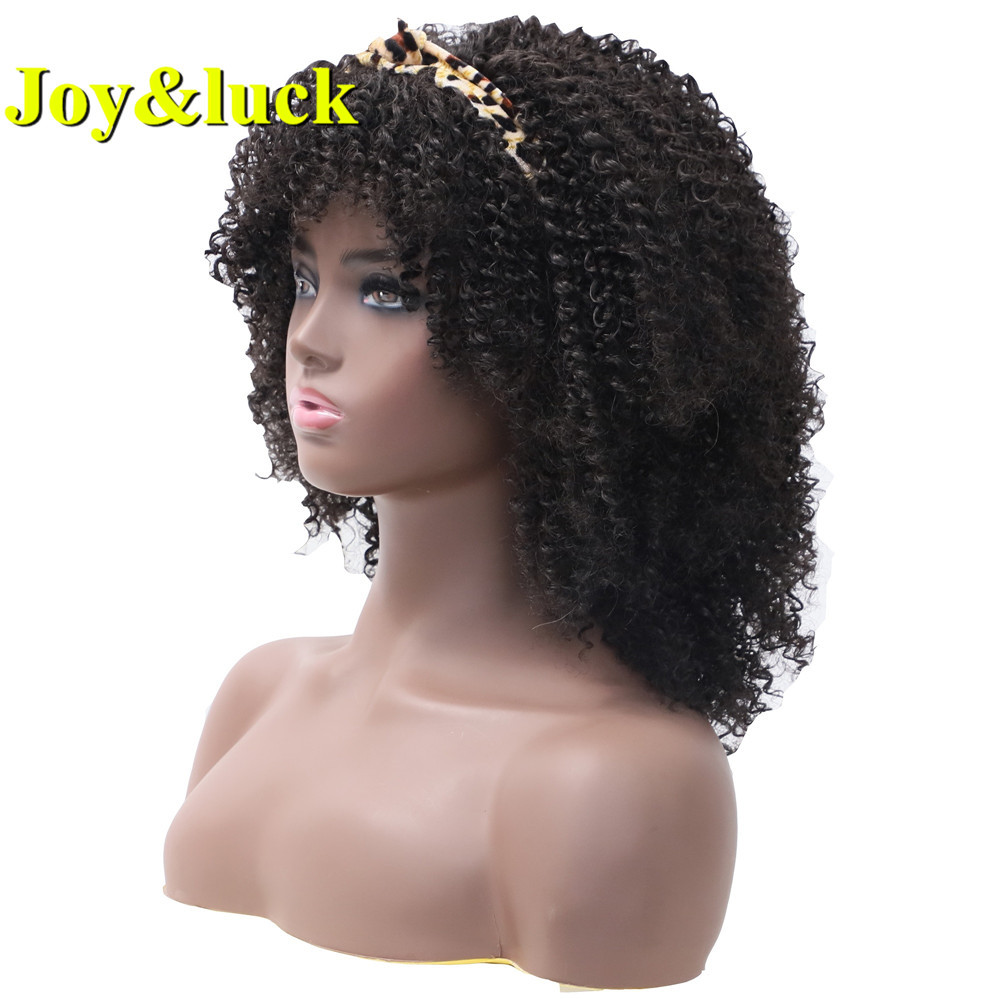 Hairband Wigs For Black Women Ladies Wholesale Scarf Shoulder Length Black Short Afro Kinky Curly Headband Wig Synthetic Wigs