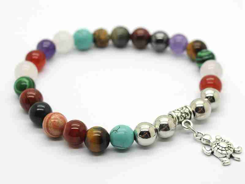 Pulsera de piedras preciosas naturales con colgante de aleación