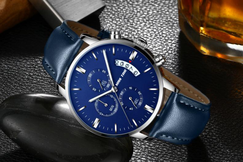 Blue Dial Design Customize Logo Quartz Men Watches