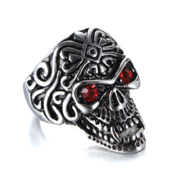 Popular jewelry Zircon eyes grimace skull ring