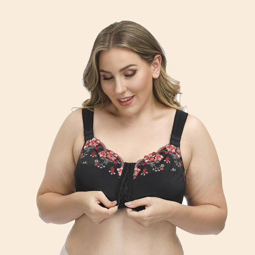 soutien-gorge sexy à fermeture sur le devant et broderie taille plus