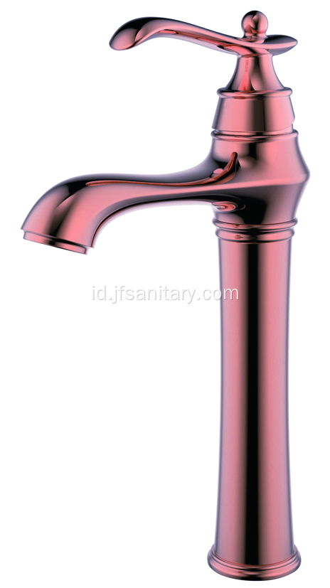 Rose Gold Brass Single Lever Lavatory Faucet Tall