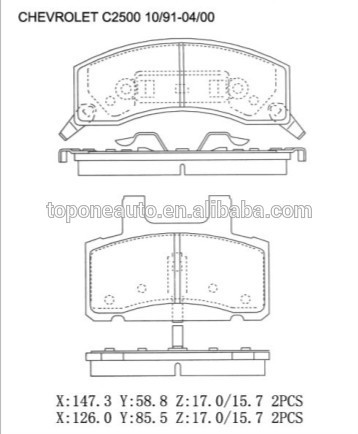 zapata de freno Brake Pads for CHEVROLET 12321431, 18012198, 18037560, 18028956