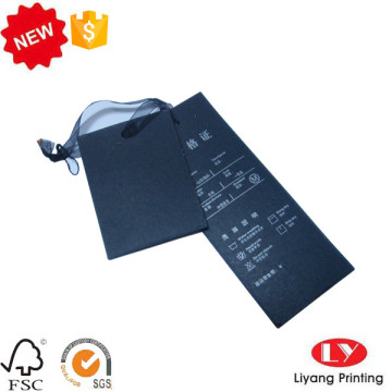 Black hang tag for jeans with logo