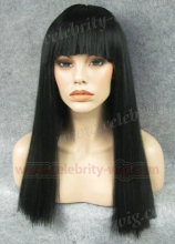 Yaki Straight Long Black Synthetic Lace Front Wig Tyra Banks Wig