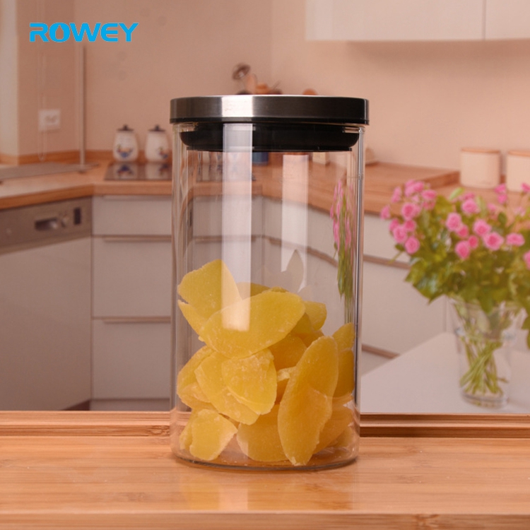 New design metal lid blown glass pickles bottle jar for sale