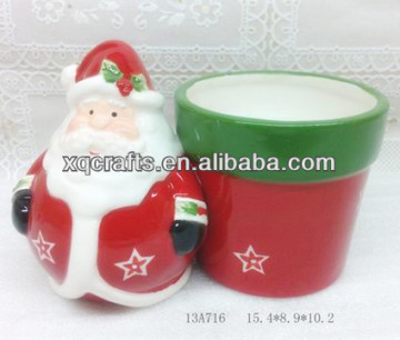 christmas decorate ceramic sata claus candle holer