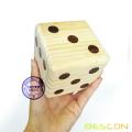 Bescon Jumbo Solid Wooden Yard Dice Set of 6pcs -Big Outdoor Gaming Dice Set 3.5 inch; with Drawstring Bag, Large Wood Dice