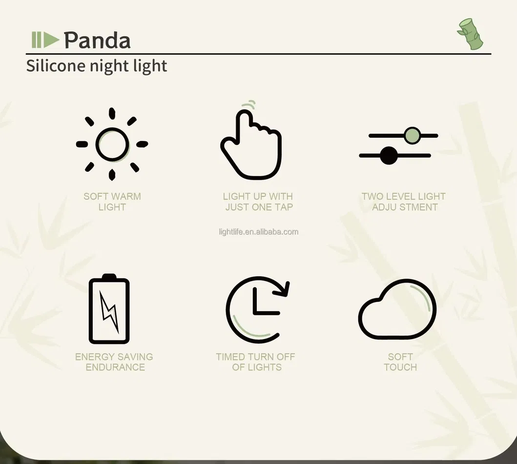 Panda Night Light, Silicone Light for Sleeping, Timed Tapping Light