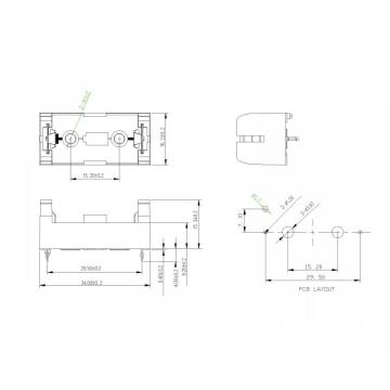 Soporte de batería BBC-S-SI-A-1-2A-001 para 1-2AA